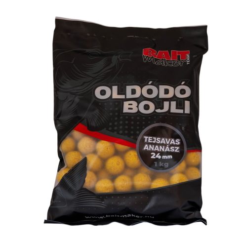 Oldódó bojli 24 mm Tejsavas Ananász 1 kg 